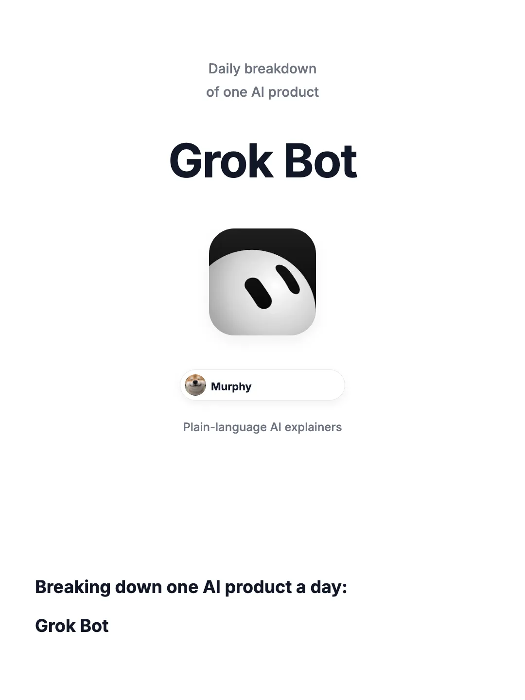 Grok Bot Minimal Cover carousel template preview
