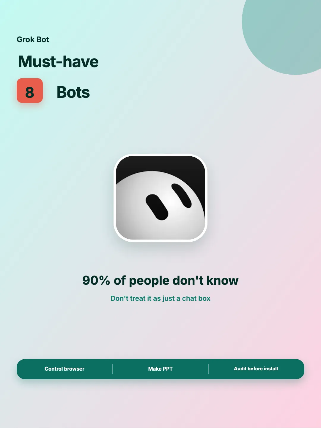 Grok Bot Skill Cover carousel template preview