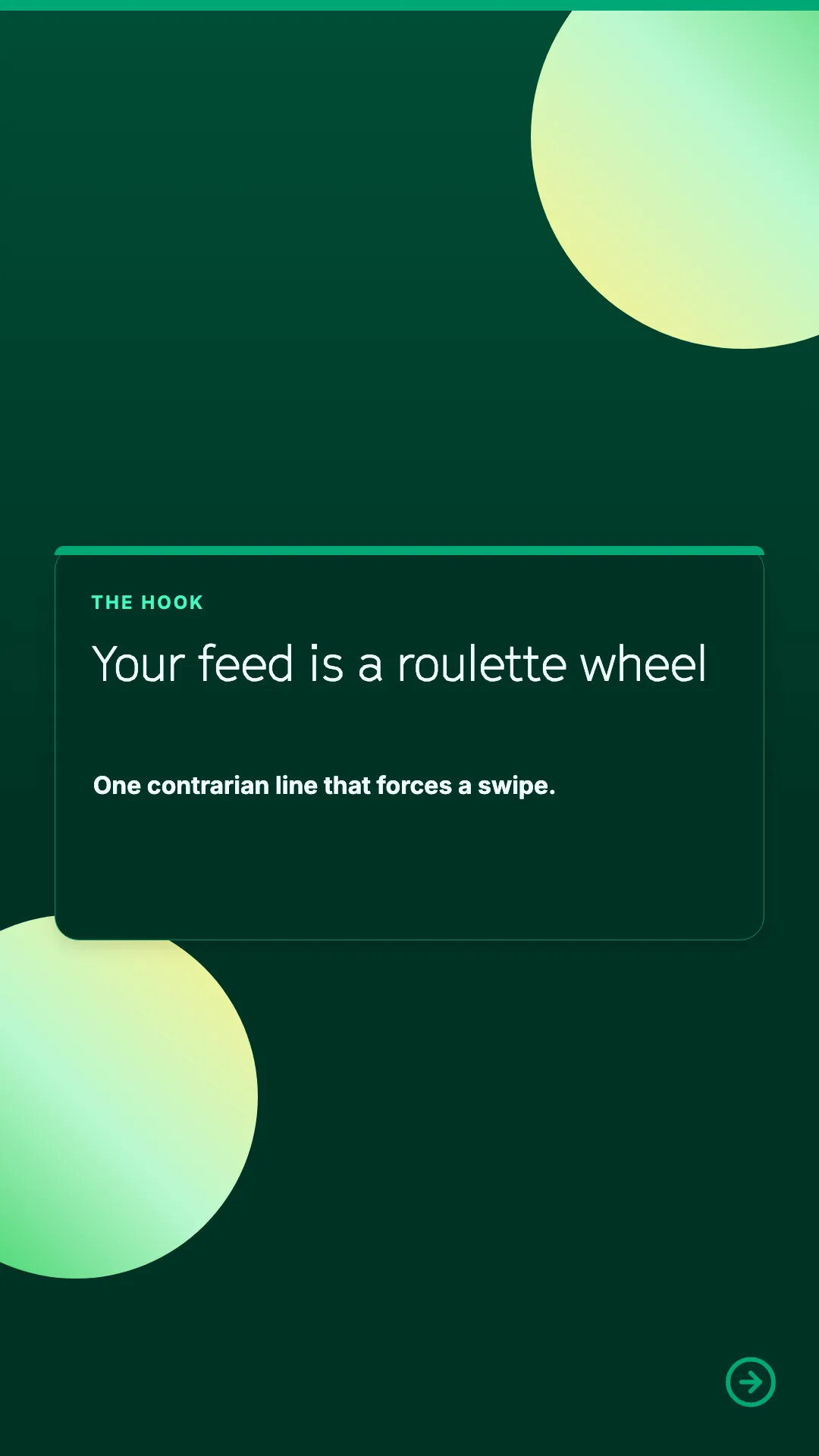Bold Claim Hook with Swipe Arrow — Quiet Ledger carousel template preview