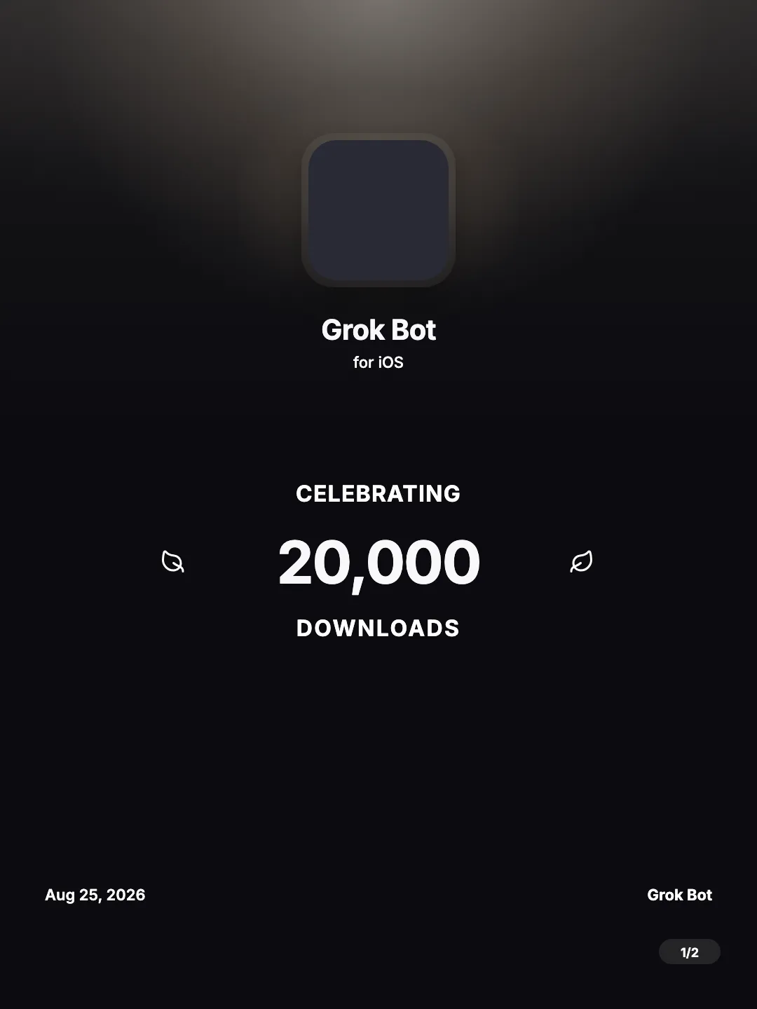 Grok Bot 20K Downloads carousel template preview